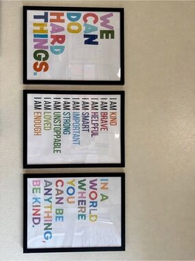 🌈 Set of 3 Positive Affirmation Wall Art Prints (Framed)